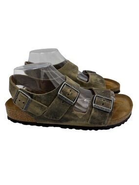 Birkenstock Milano Oiled Leather Sandals 41 Green